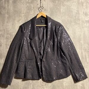 Robert Louis Sparkling Dark Gray Sequin Blazer